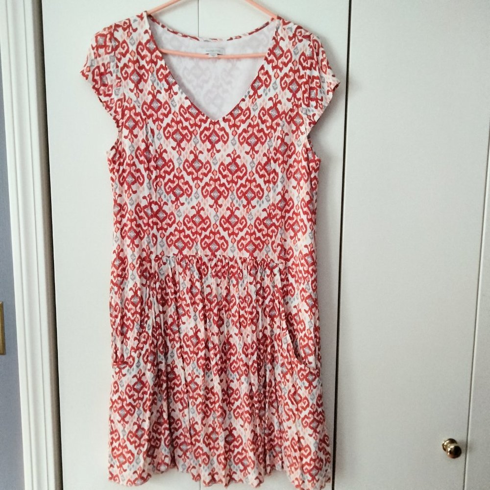 Garnet Hill Short Sleeve Drop Waist Floral Dress - Size 10